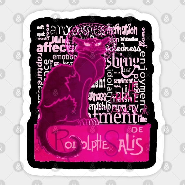Le Chat D'Amour In Pink With Words of Love Sticker by taiche